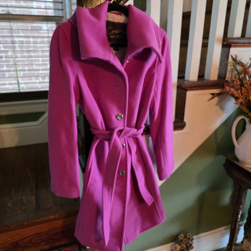 NWOT Coach Extra Small Fusha Peacoat With Silver Buttons